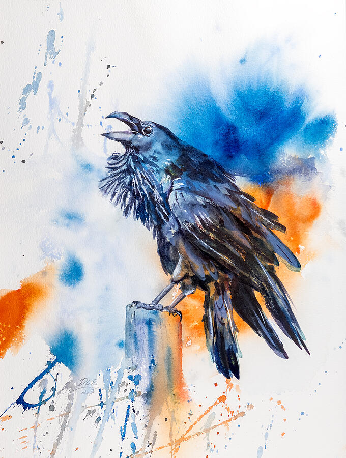 Wildlife Painting - Common Raven #5394 by Daniel Lee Brown