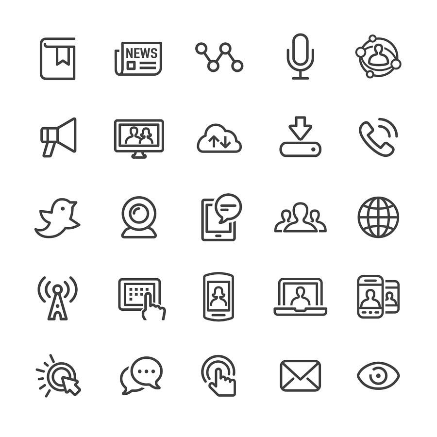 Communication and Media Icons - Smart Line Series Drawing by -victor-