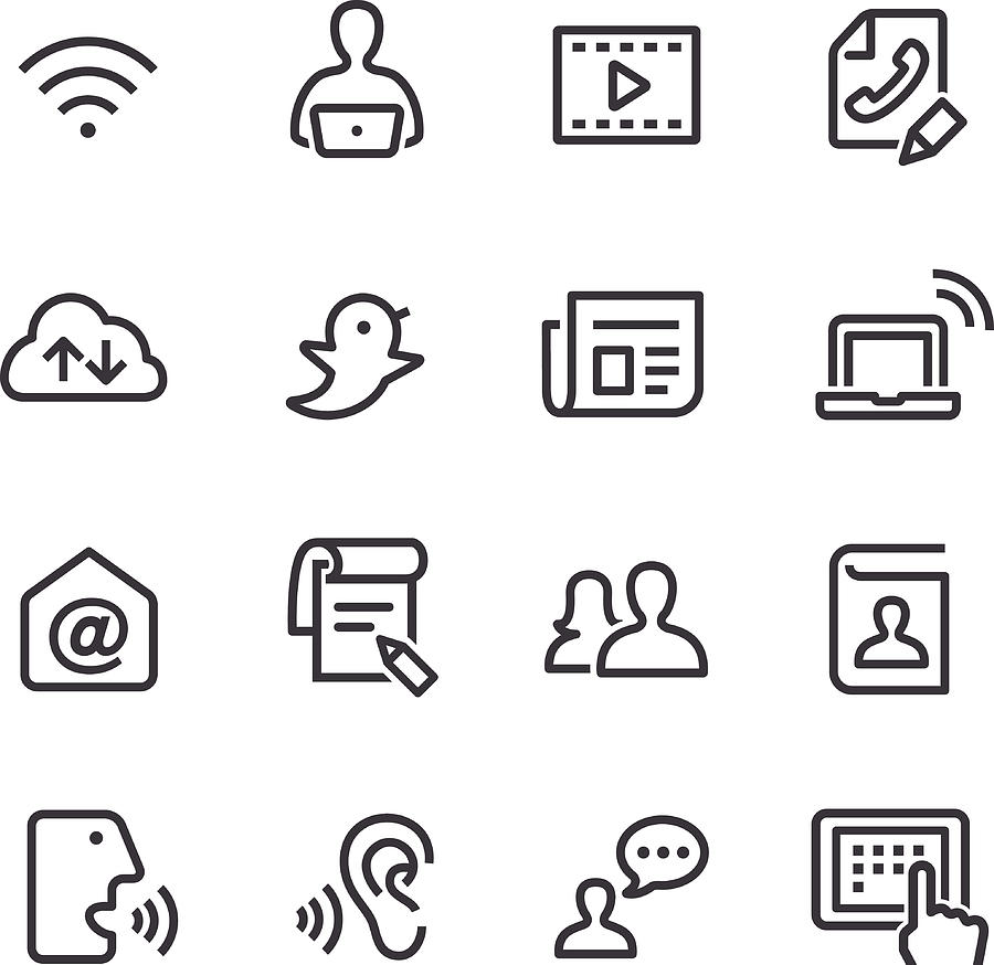 Communication Icon Set - Line Series Drawing by -victor-