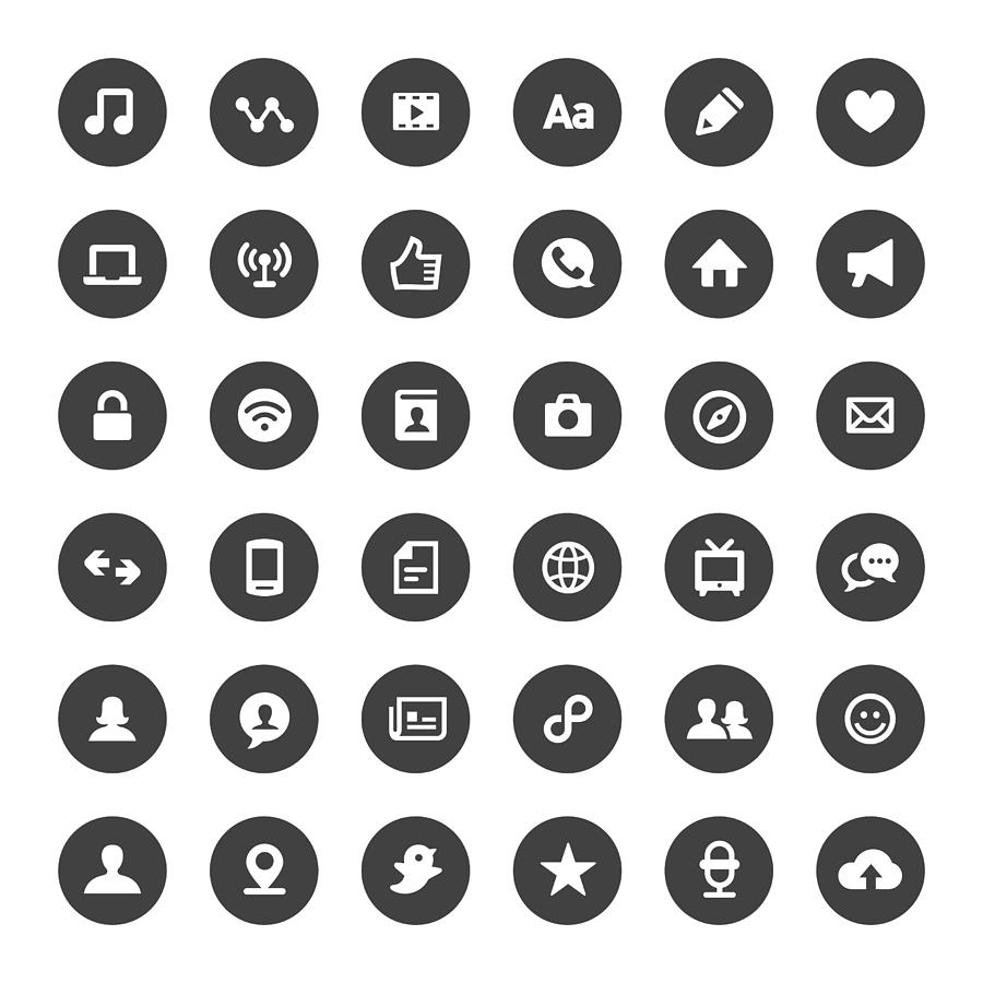 Communication Icons Set - Big Circle Series Drawing by -victor-
