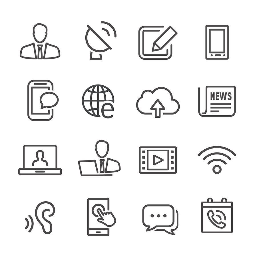Communications Icons - Line Series Drawing by -victor-
