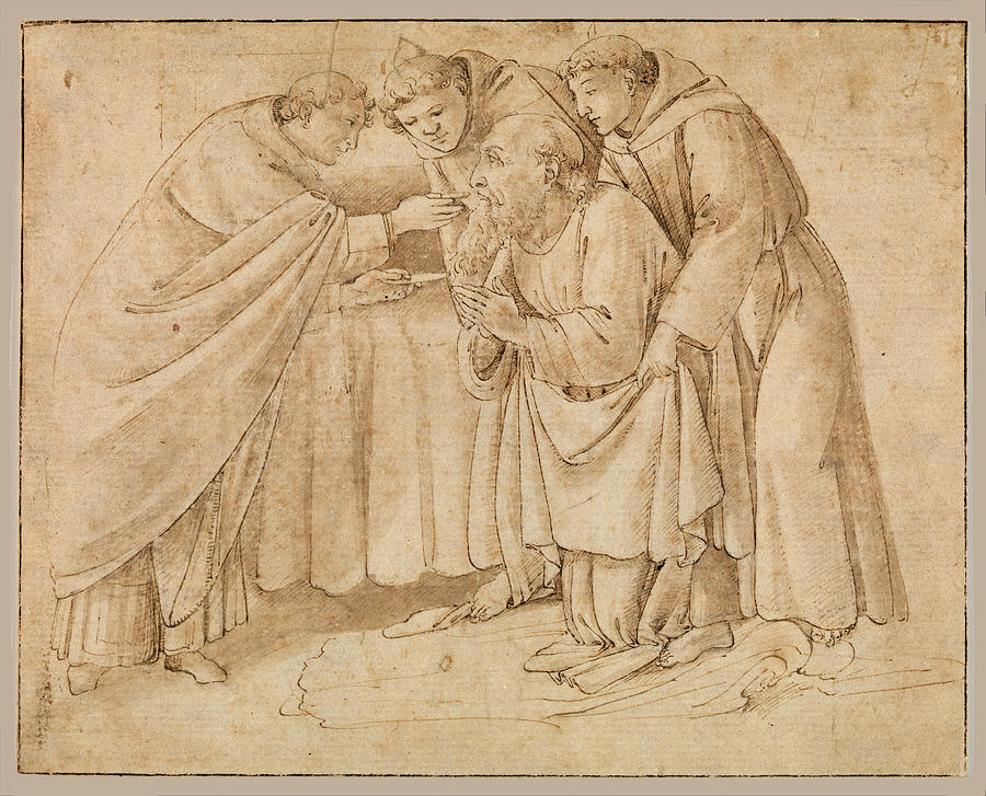 Communion of Saint Jerome Drawing by Workshop of Sandro Botticelli