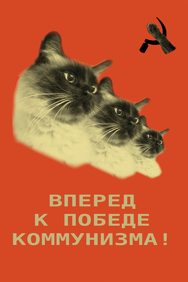 Communist Cat Poster red Painting by Mia Oscar - Fine Art America