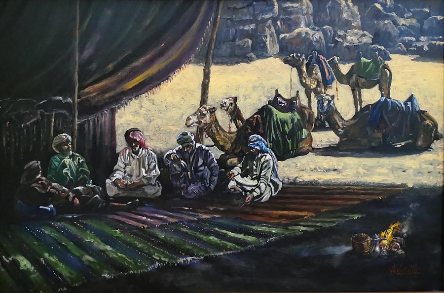 Community of Bedouins Painting by Raouf Oderuth