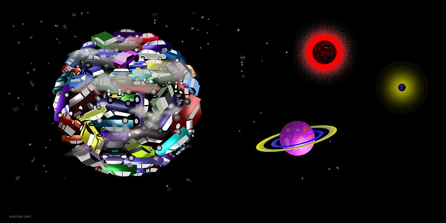 Rush Hour Movie Digital Art - Commuter Planet by John Kurtyka