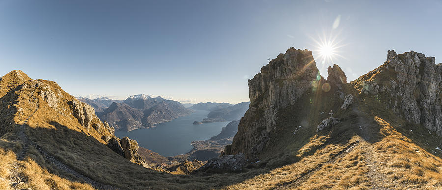 Como lake panorama from top of the mountain Photograph by Deimagine