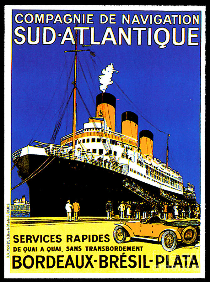 Compagnie de Navigation Sud-Atlantique Travel Poster 1920 Painting by Sandy Hook