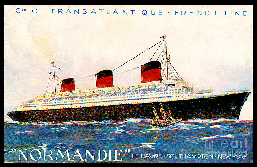 New York par la "Transat" Vintage Oceanliner Travel Advertisement Poster Print 