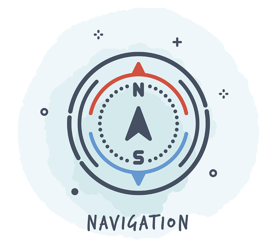 Compass Line Icon Drawing by Ilyast