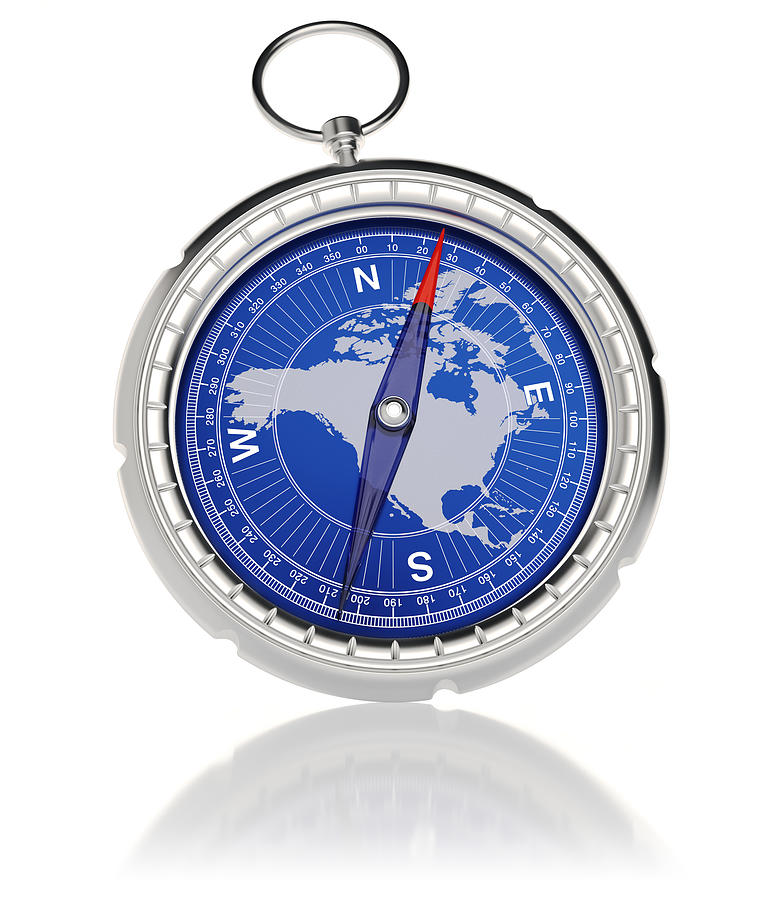 Compass with North America map Photograph by LdF