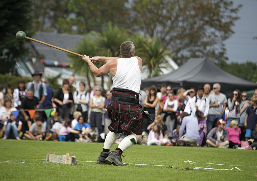 Competitor: Scots Hammer competition, Brodick Highland Games Photograph by Liz Leyden