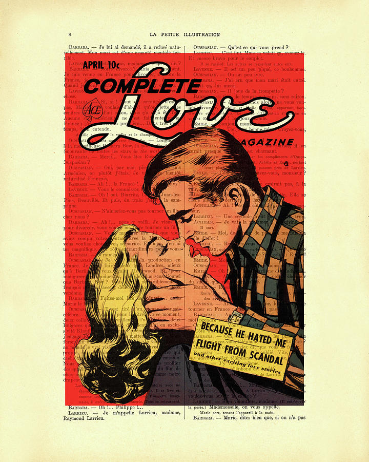Valentines Day Digital Art - Complete Love Magazine cover on dictionary page by Madame Memento