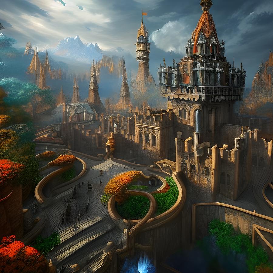 Complex Magical Fantasy Castle from an Alternate Reality Digital Art by ...