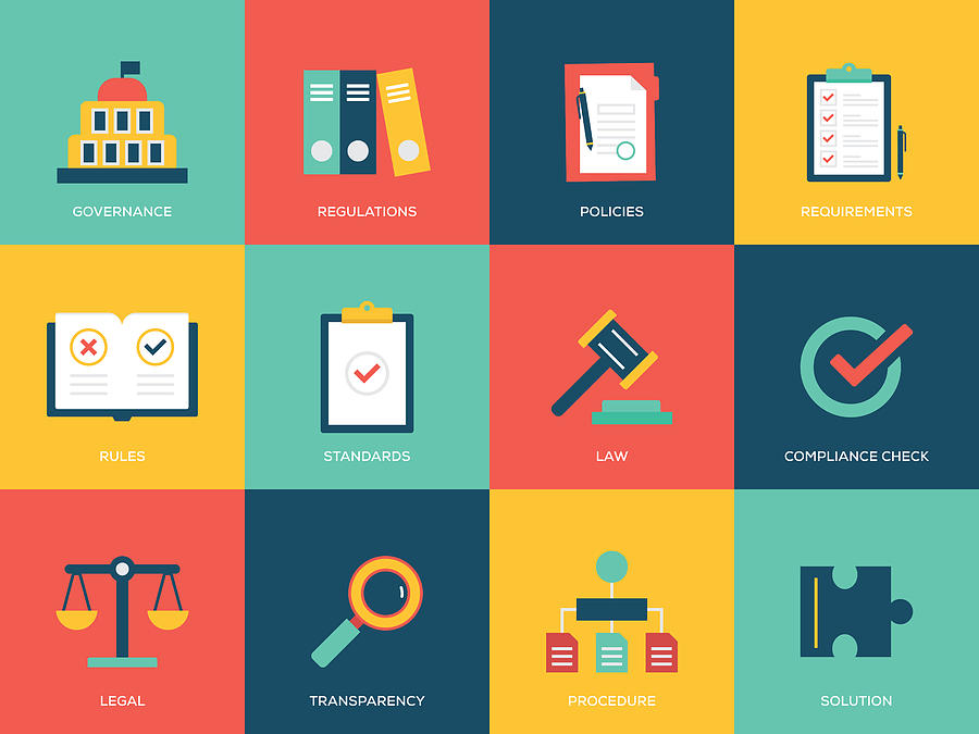 Compliance Flat Icons Set Drawing by Cnythzl