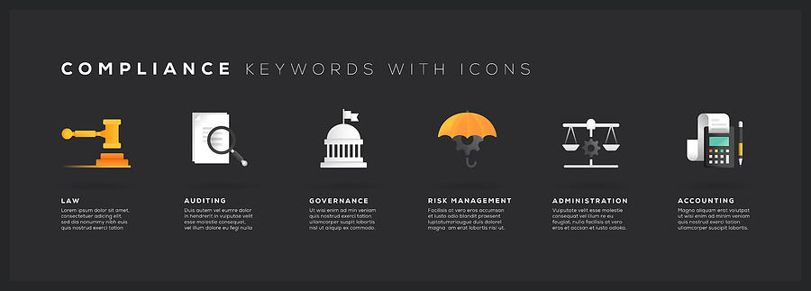 Compliance Keywords with Icons Drawing by Enis Aksoy
