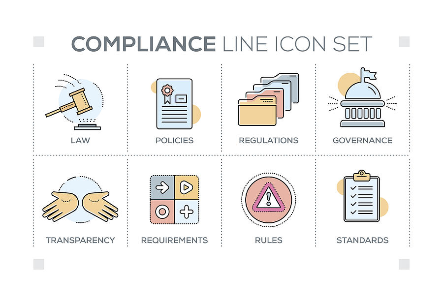 Compliance keywords with line icons Drawing by Enis Aksoy