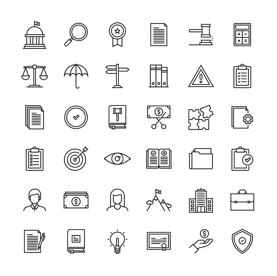 Compliance Line Icon Set Drawing by Designer