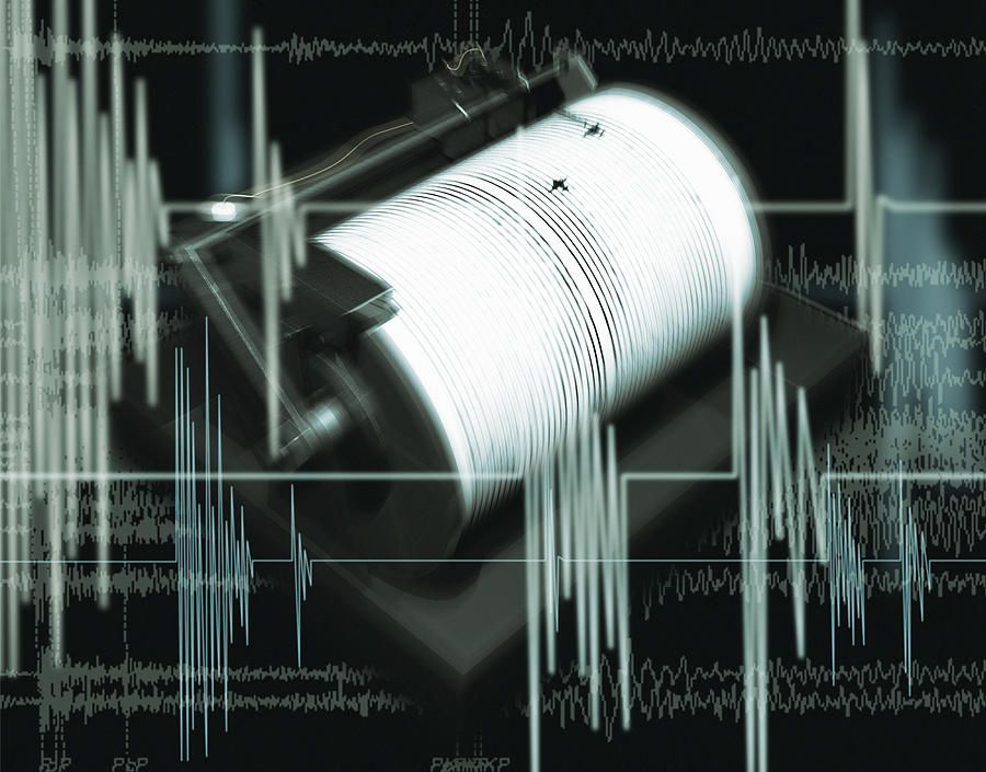 Composite Image of a Chart and a Richter Scale Photograph by Jason Reed