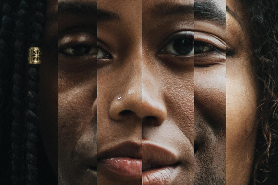 Composite of Portraits With Varying Shades of Skin Photograph by RyanJLane