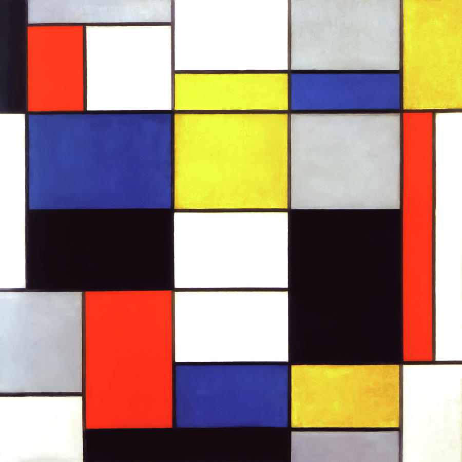 Abstract Painting - Composition by Piet Mondrian by Mango Art Abstract Painting - Composition by Piet Mondrian by Mango Art