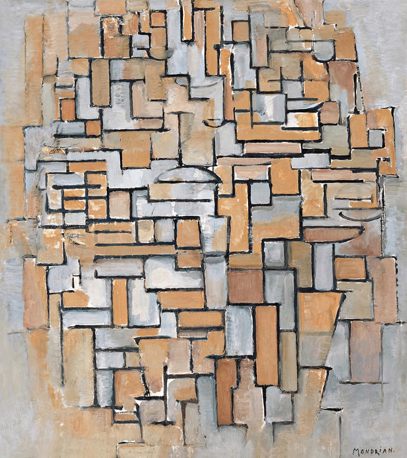 Abstract Painting - Composition in Brown and Grey by Piet Mondrian