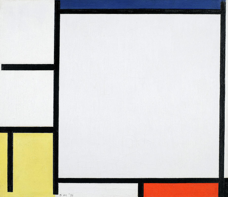 Composition with Blue, Red, Yellow, Black, 1922 Painting by Piet ...