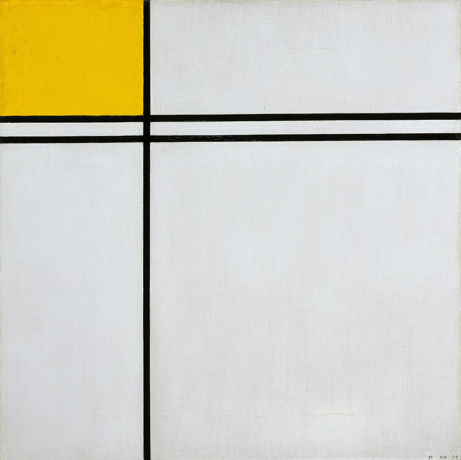 Composition With Double Line And Yellow Painting By Piet Mondrian - Pixels