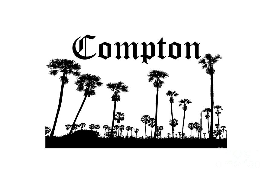 Compton -  Palm Tree Vibes Grey On Black Photograph