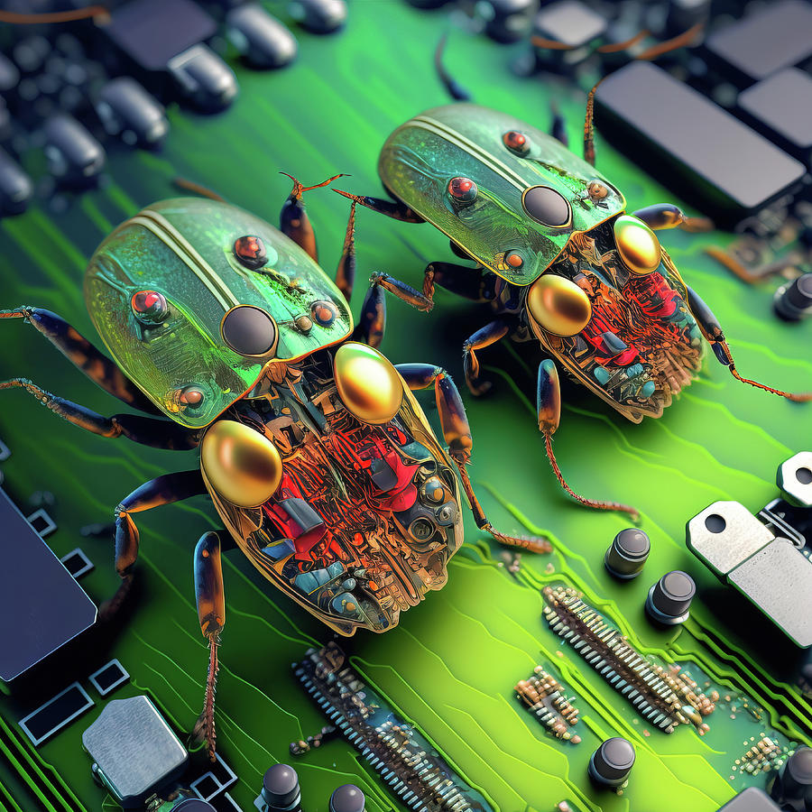 Computer Bugs 03 Mainboard Attack Digital Art by Matthias Hauser
