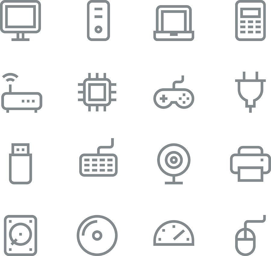 Computer icons - line Drawing by TongSur
