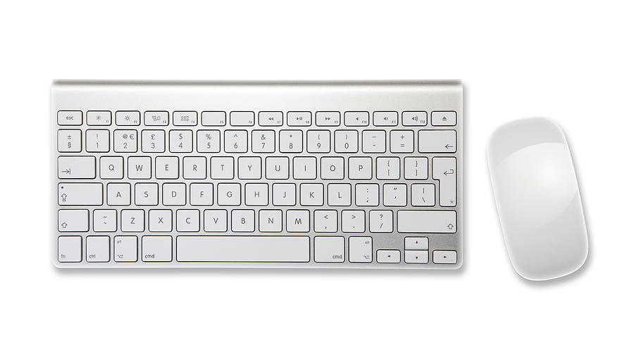 Computer keyboard mouse white background Photograph by Sean Gladwell
