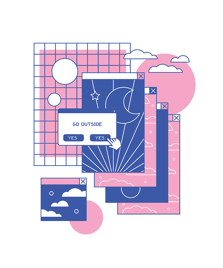 Computer tabs vaporwave Digital Art by Me - Pixels