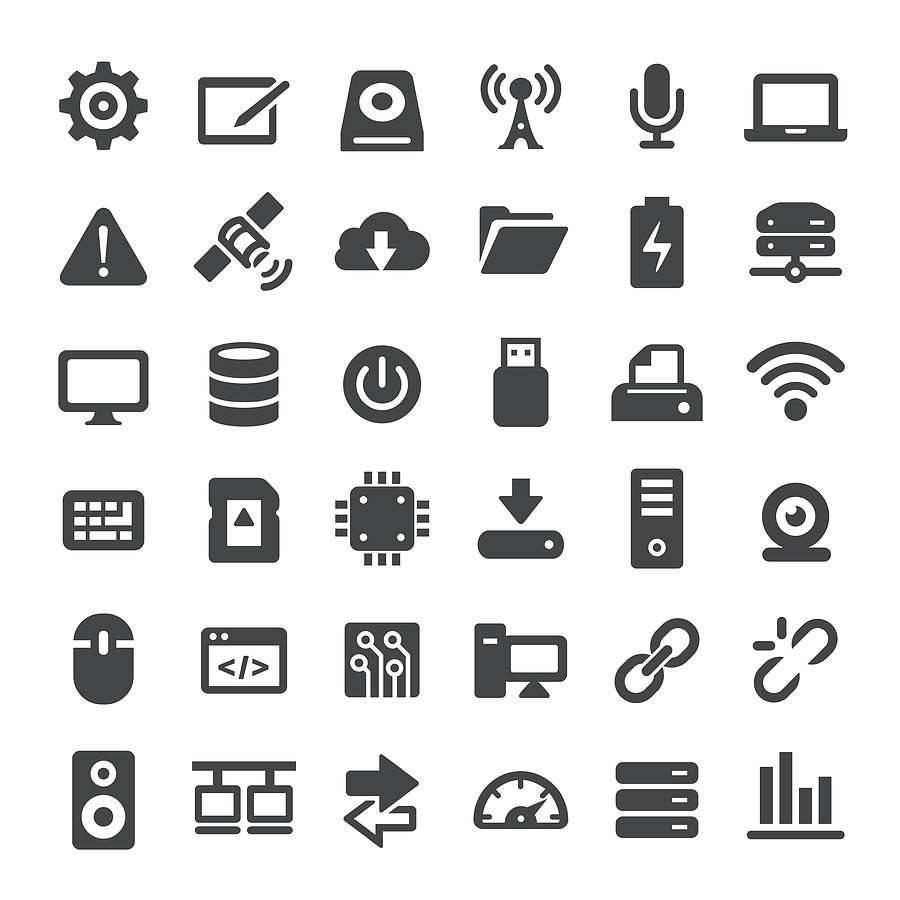 Computers and Technology Icons - Big Series Drawing by -victor-