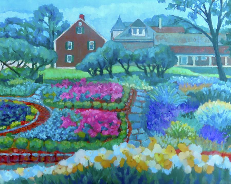 Conant House And The Garden With A Black Cat Painting By Diana Lee 