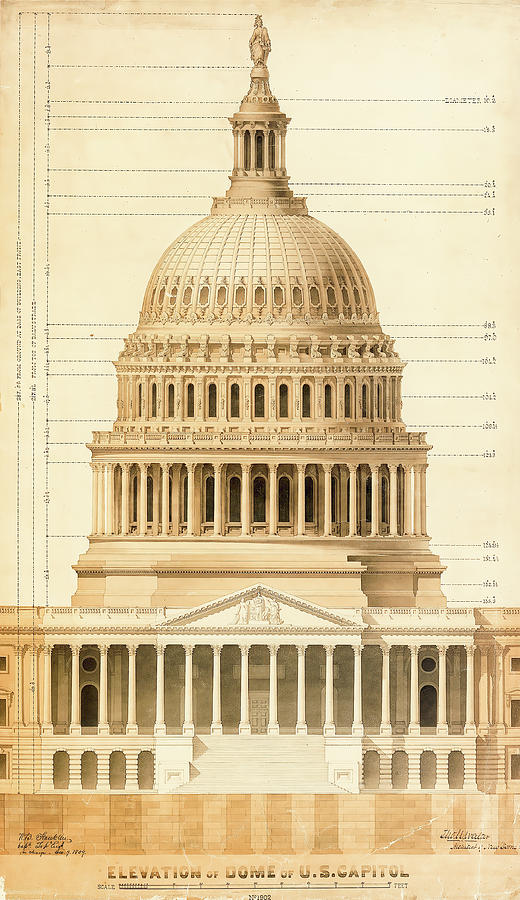 Conceived In Liberty - Elevation Of Dome Of U.s. Capitol Building Painting