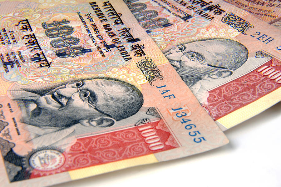 Concept of indian currency one thousand rupee notes, India, Asia Photograph by Dinodia Photo