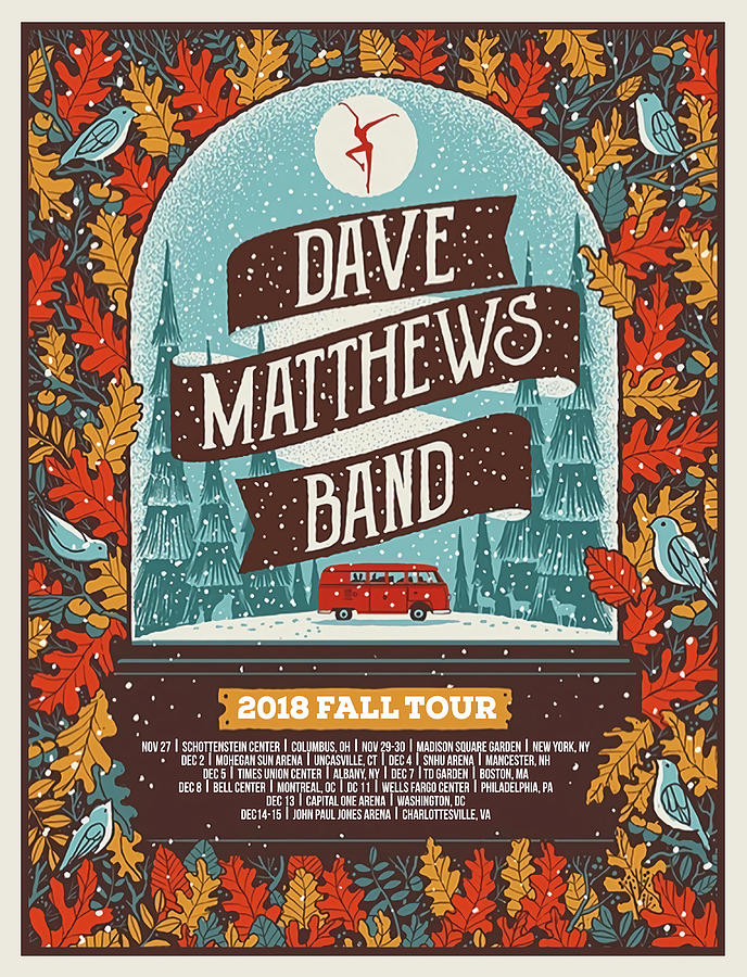 Concert Schedule Poster DMB 2018 Fall Tour Painting by Roberts Cooper