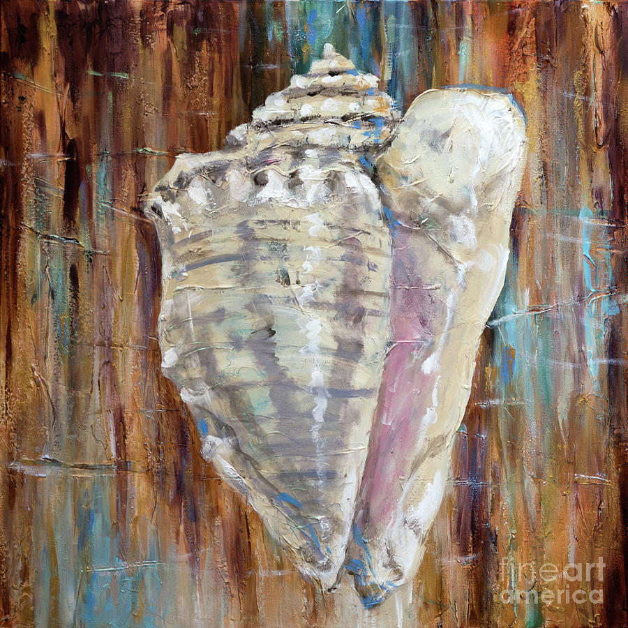 Conch and Rust Painting by Linda Olsen