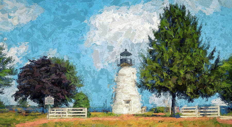 Concord Point Light Painterly Style Mixed Media by Joseph S Giacalone