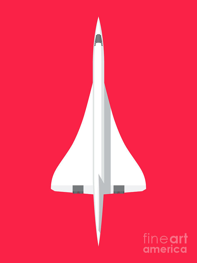 Airplane Digital Art - Concorde jet airliner - Crimson by Organic Synthesis