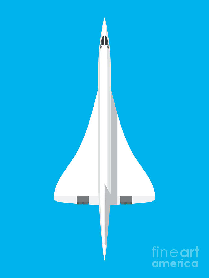 Airplane Digital Art - Concorde jet airliner - Cyan by Organic Synthesis