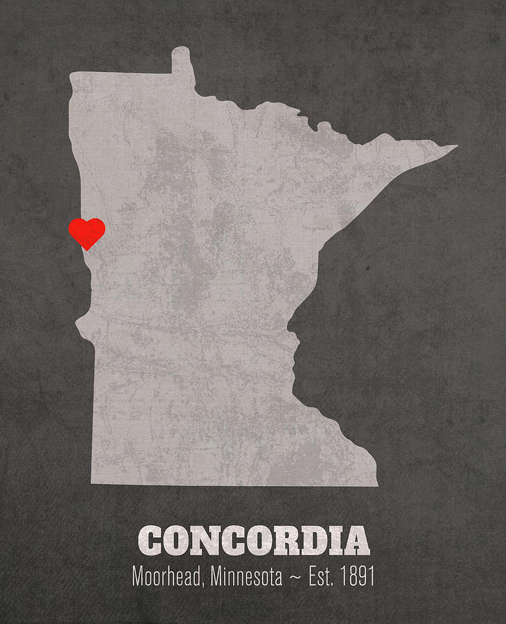 Concordia College Moorhead Minnesota Founded Date Heart Map Mixed Media ...