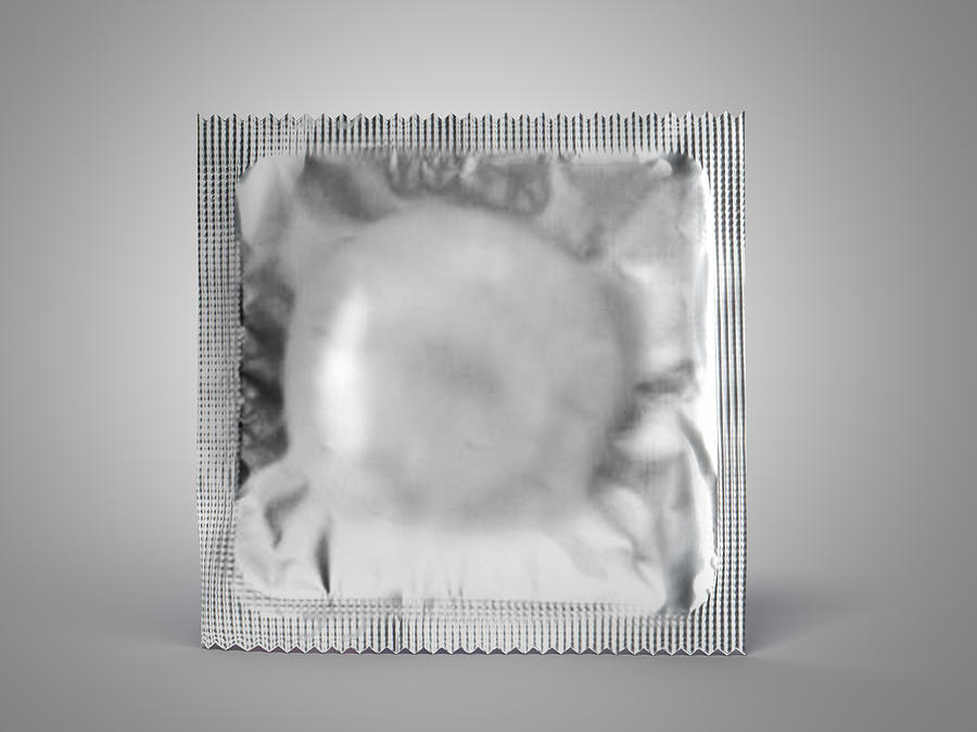 Condom Pack 3d Render On A Grey Photograph by NosUA