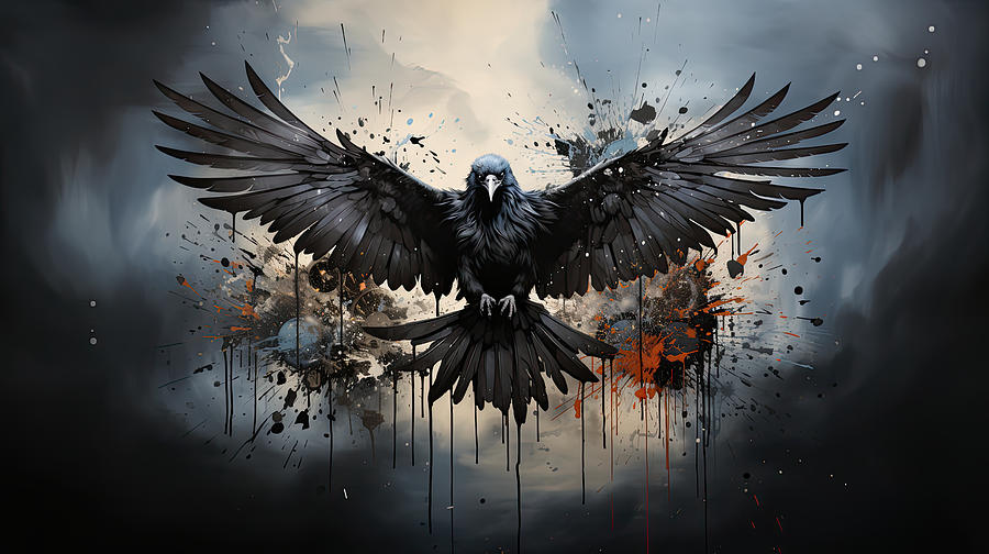 Raven Digital Art - Raven Soaring by Evie Carrier