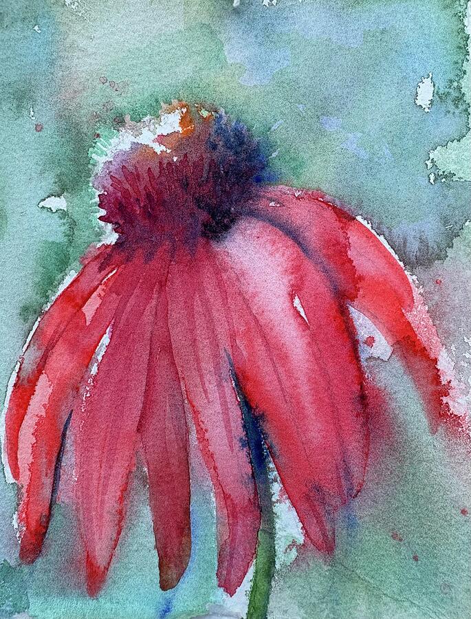Coneflower in scarlet Painting by Rebecca Matthews Coneflower in scarlet Painting by Rebecca Matthews