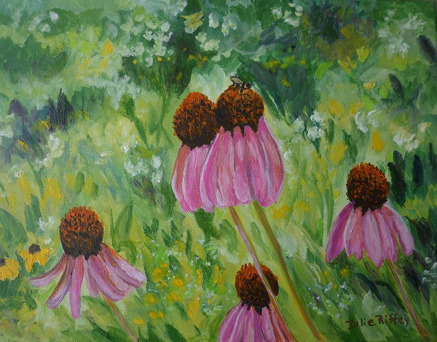 Coneflower Visitor Painting by Julie Brugh Riffey