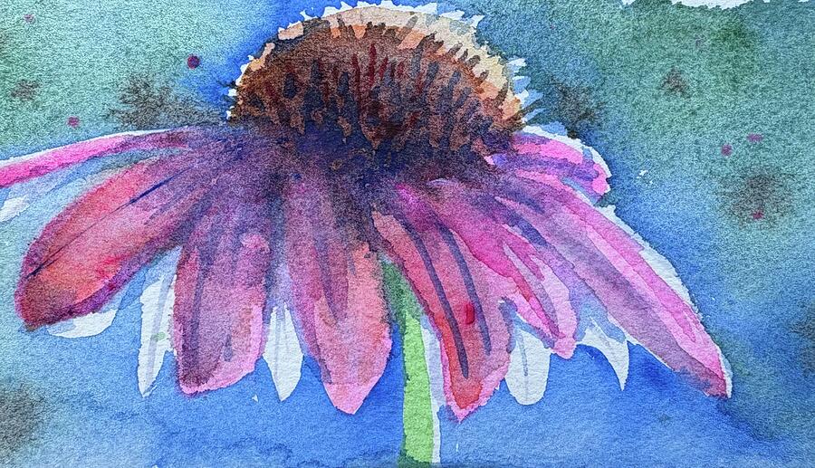 Coneflower with backlit petals Painting by Rebecca Matthews