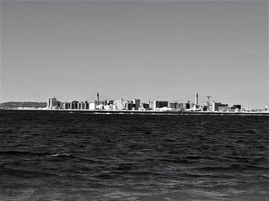 Coney Island Brooklyn From Rockaway Queens B W Photograph by Rob Hans