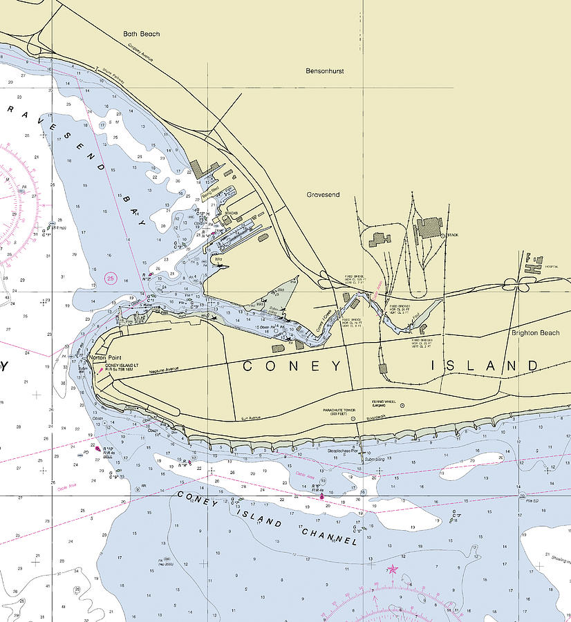 Coney Island New York Nautical Chart Digital Art by Sea Koast Fine