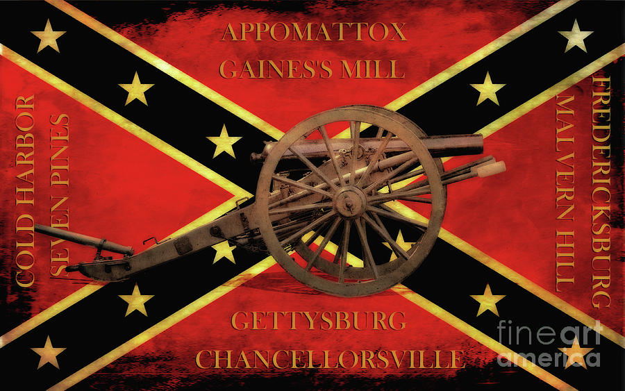 Confederate Battle Flag And Cannon Digital Art